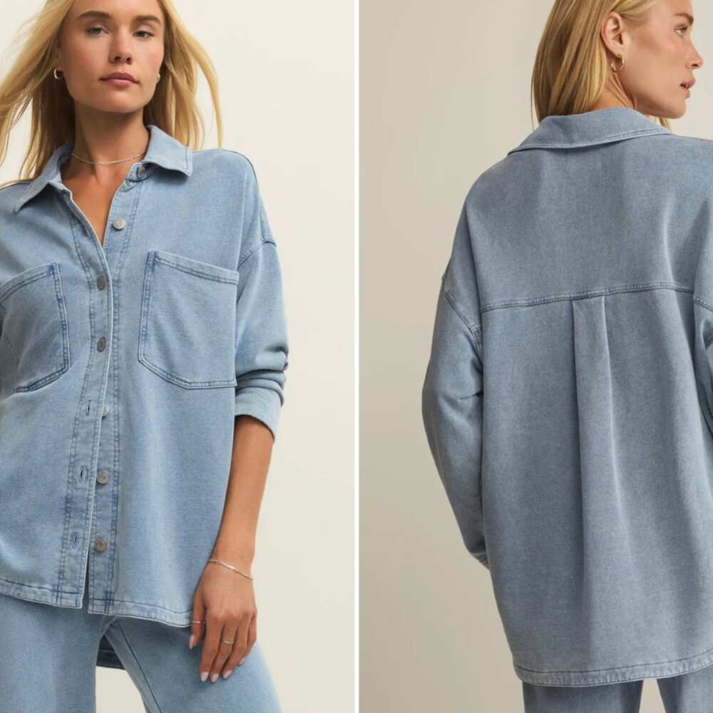 Z Supply All Day Knit Denim Jacket, Size M